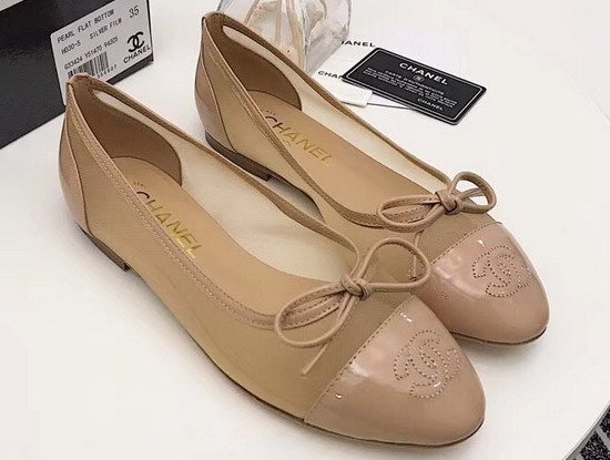 Chanel Ballerinas Nude Mesh and Patent Leather