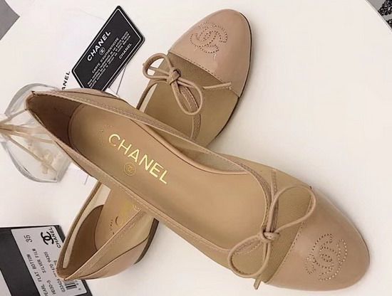 Chanel Ballerinas Nude Mesh and Patent Leather