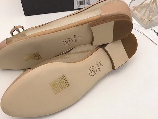 Chanel Ballerinas Nude Mesh and Patent Leather