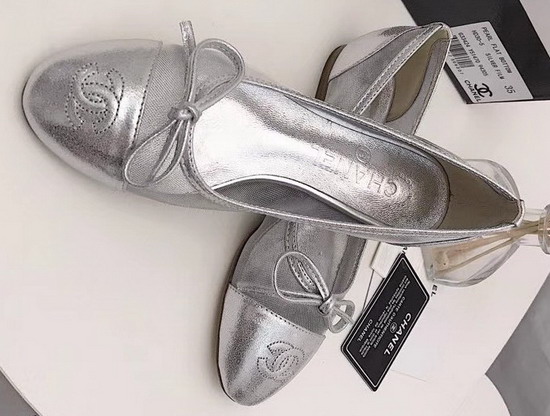 Chanel Ballerinas Silver Mesh and Lambskin