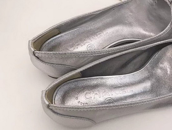 Chanel Ballerinas Silver Mesh and Lambskin