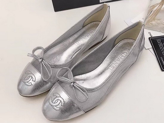 Chanel Ballerinas Silver Mesh and Lambskin