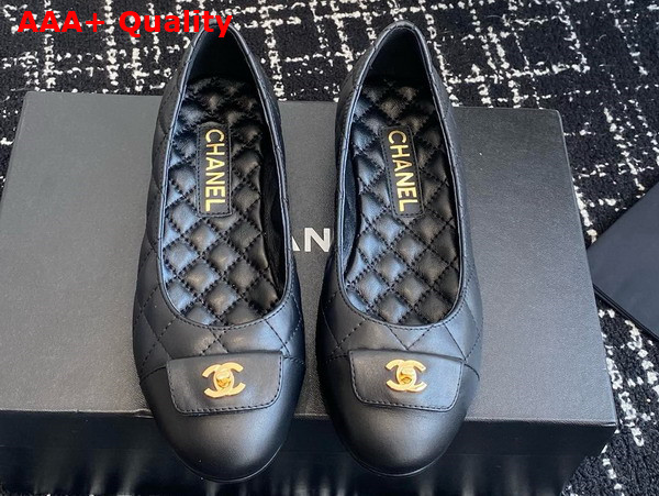 Chanel Ballet Flats Calfskin and Lambskin Black G45879 Replica