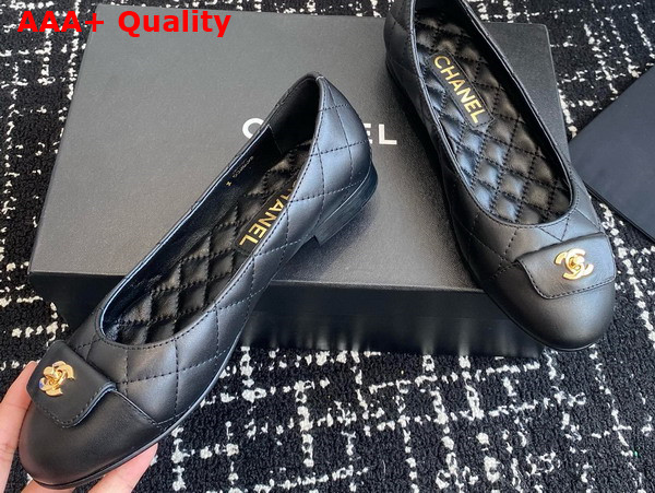 Chanel Ballet Flats Calfskin and Lambskin Black G45879 Replica