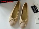 Chanel Ballet Flats in Beige Suede Goatskin G46026 Replica