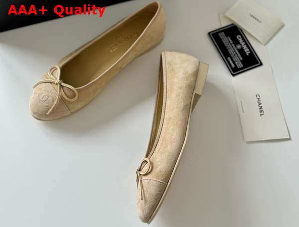 Chanel Ballet Flats in Beige Suede Goatskin G46026 Replica