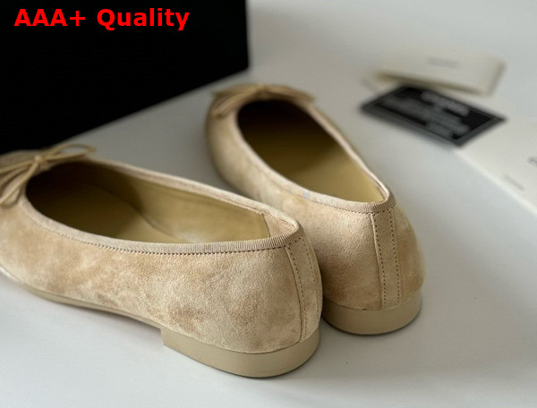 Chanel Ballet Flats in Beige Suede Goatskin G46026 Replica