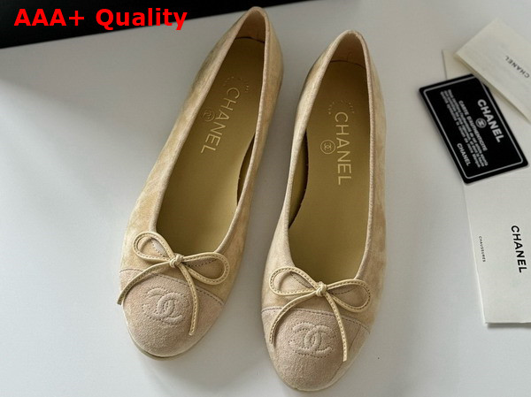 Chanel Ballet Flats in Beige Suede Goatskin G46026 Replica