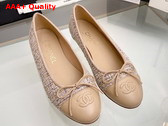 Chanel Ballet Flats in Beige Tweed and Lambskin Replica