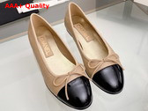 Chanel Ballet Flats in Beige and Black Lambskin and Patent Calfskin G40110 Replica