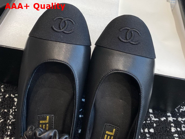 Chanel Ballet Flats in Black Lambskin and Grosgrain Replica