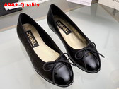 Chanel Ballet Flats in Black Lambskin and Patent Calfskin G40110 Replica