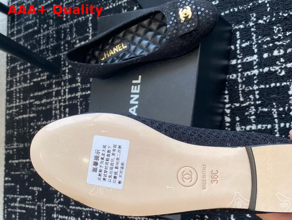 Chanel Ballet Flats in Black Mesh and Sequins G45879 Replica