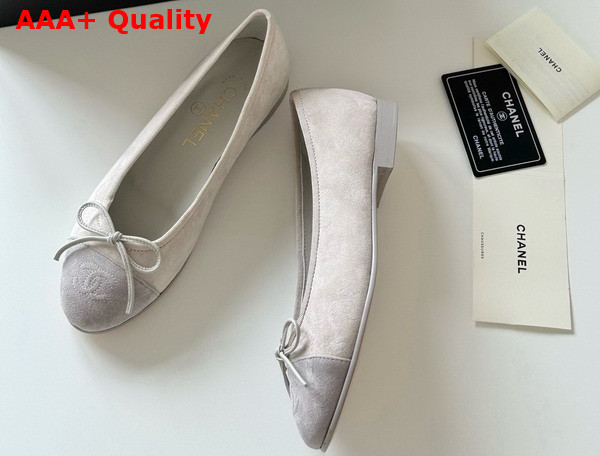 Chanel Ballet Flats in Grey Suede Goatskin G46026 Replica