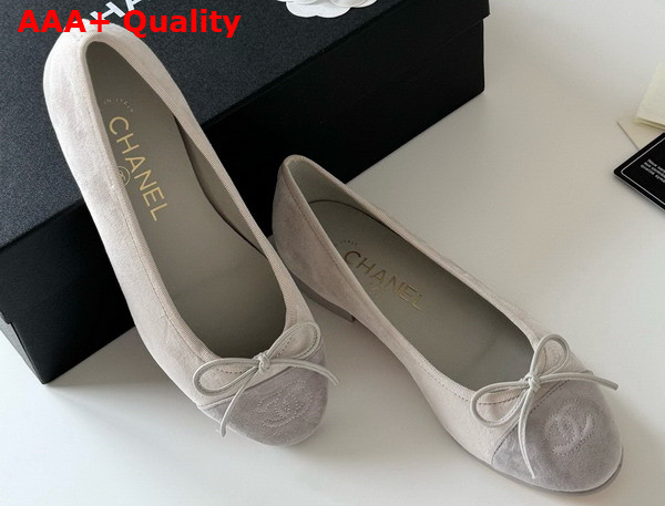 Chanel Ballet Flats in Grey Suede Goatskin G46026 Replica