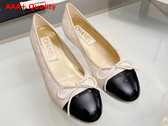 Chanel Ballet Flats in Ivory and Black Lambskin and Patent Calfskin G40110 Replica