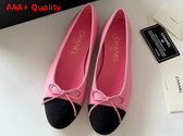 Chanel Ballet Flats in Lambskin and Grosgrain Pink and Black Replica