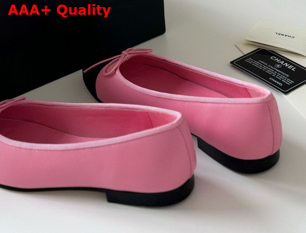 Chanel Ballet Flats in Lambskin and Grosgrain Pink and Black Replica