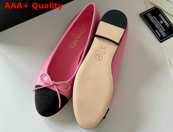 Chanel Ballet Flats in Lambskin and Grosgrain Pink and Black Replica