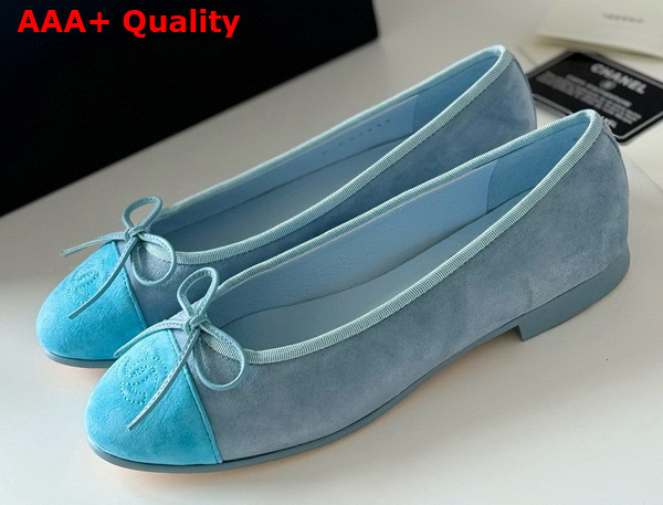 Chanel Ballet Flats in Light Blue Suede Goatskin G46026 Replica