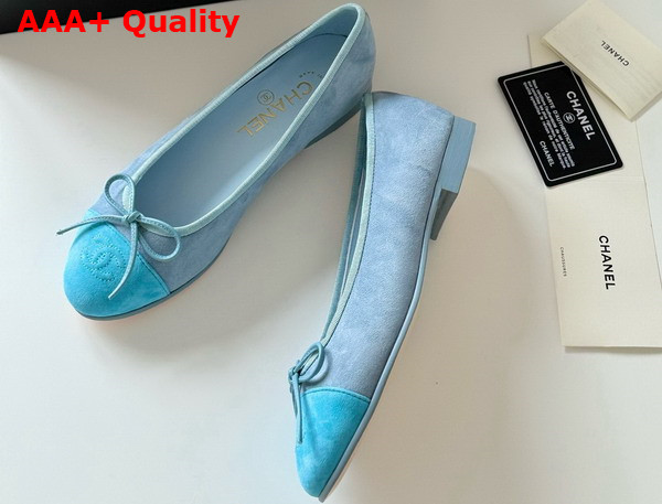 Chanel Ballet Flats in Light Blue Suede Goatskin G46026 Replica