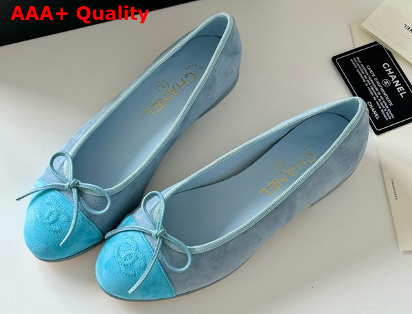 Chanel Ballet Flats in Light Blue Suede Goatskin G46026 Replica