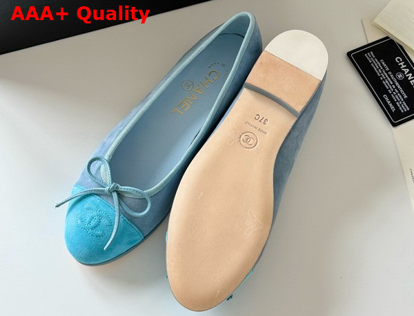 Chanel Ballet Flats in Light Blue Suede Goatskin G46026 Replica