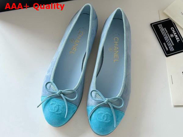 Chanel Ballet Flats in Light Blue Suede Goatskin G46026 Replica