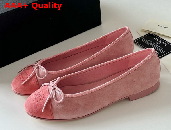 Chanel Ballet Flats in Pink Suede Goatskin G46026 Replica