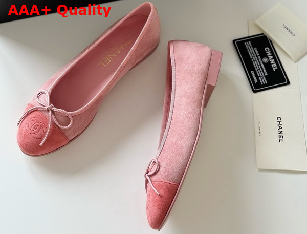 Chanel Ballet Flats in Pink Suede Goatskin G46026 Replica