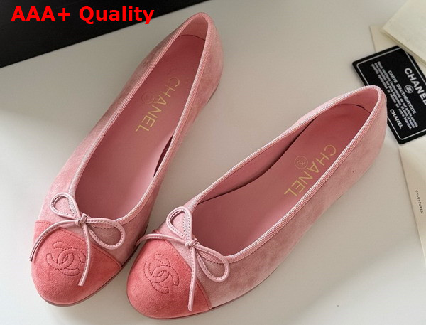 Chanel Ballet Flats in Pink Suede Goatskin G46026 Replica