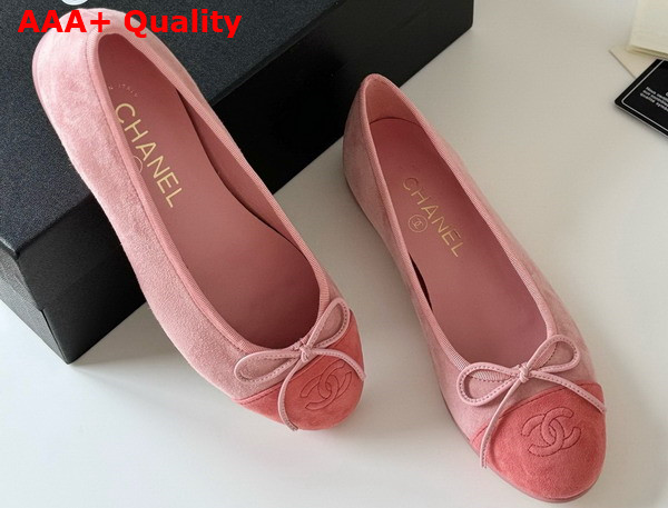 Chanel Ballet Flats in Pink Suede Goatskin G46026 Replica