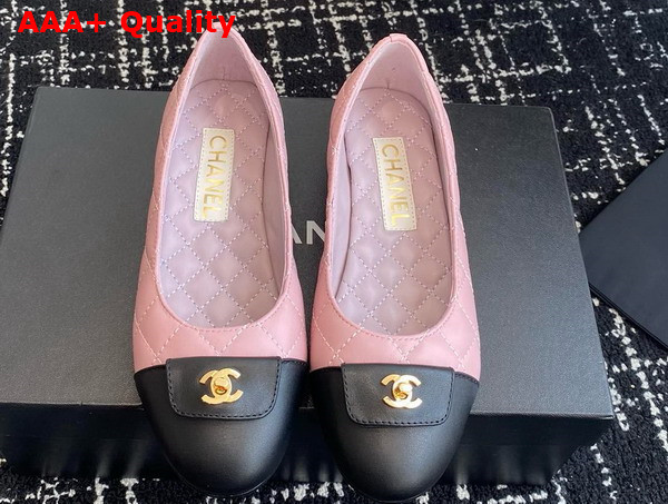 Chanel Ballet Flats in Pink and Black Lambskin G45879 Replica