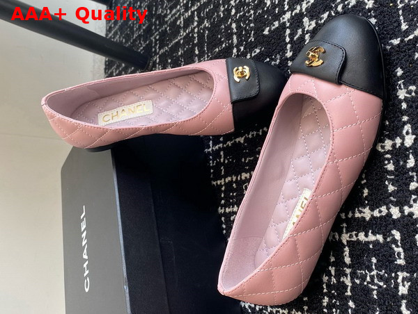 Chanel Ballet Flats in Pink and Black Lambskin G45879 Replica