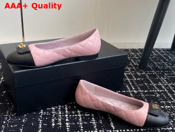 Chanel Ballet Flats in Pink and Black Lambskin G45879 Replica