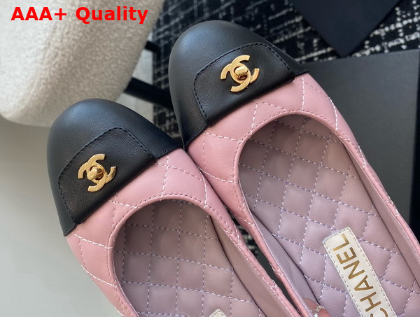 Chanel Ballet Flats in Pink and Black Lambskin G45879 Replica