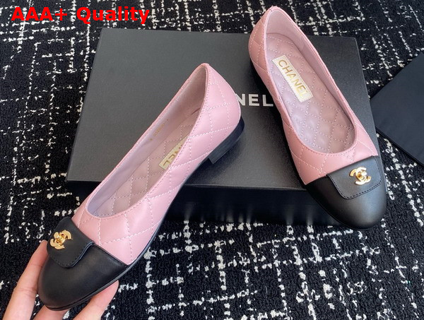 Chanel Ballet Flats in Pink and Black Lambskin G45879 Replica