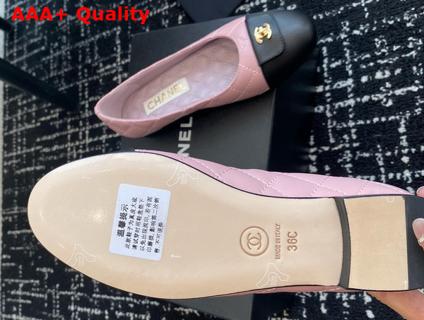 Chanel Ballet Flats in Pink and Black Lambskin G45879 Replica