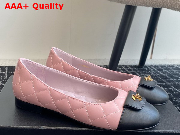 Chanel Ballet Flats in Pink and Black Lambskin G45879 Replica