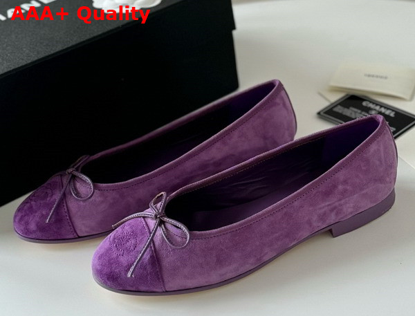 Chanel Ballet Flats in Purple Suede Goatskin G46026 Replica