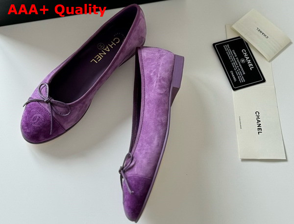 Chanel Ballet Flats in Purple Suede Goatskin G46026 Replica