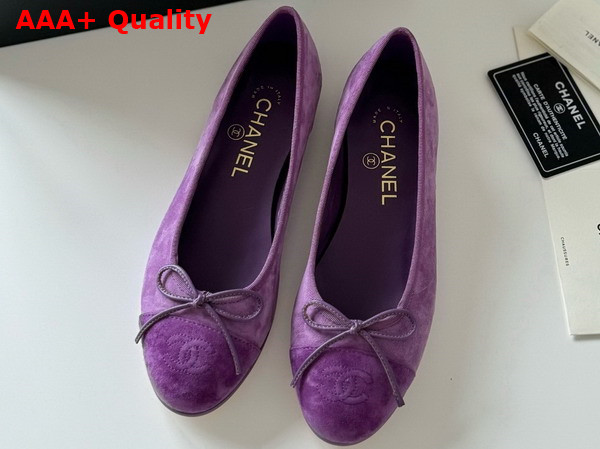 Chanel Ballet Flats in Purple Suede Goatskin G46026 Replica