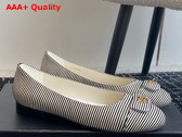 Chanel Ballet Flats in Stripe Fabric Black and White G45879 Replica