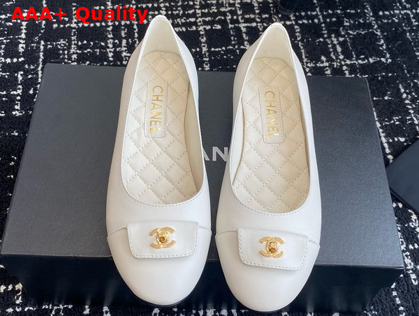 Chanel Ballet Flats in White Lambskin G45879 Replica