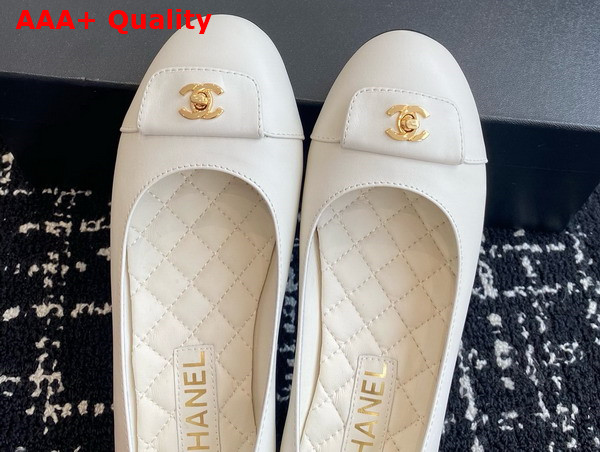 Chanel Ballet Flats in White Lambskin G45879 Replica