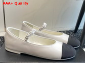 Chanel Ballet Flats in White Lambskin and Grosgrain Replica