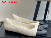 Chanel Ballet Flats in White and Black Lambskin G45879 Replica