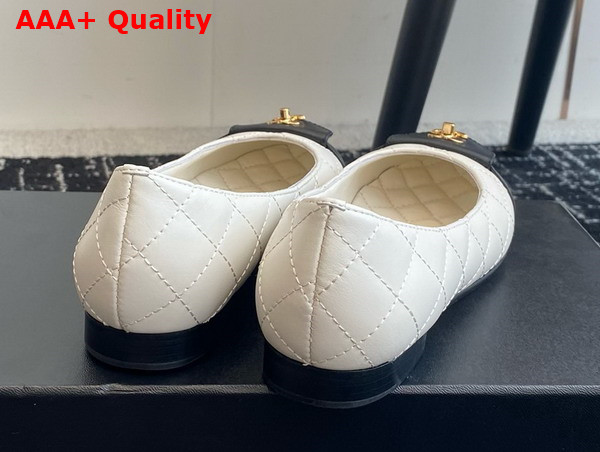 Chanel Ballet Flats in White and Black Lambskin G45879 Replica