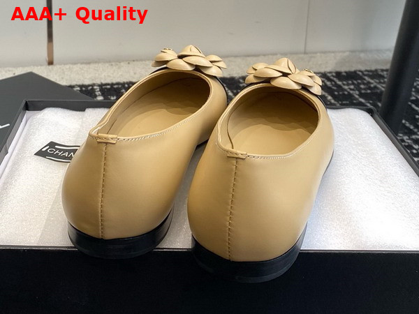 Chanel Ballet Flats with Flower in Beige Lambskin Replica