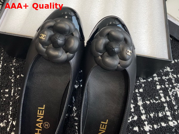 Chanel Ballet Flats with Flower in Black Lambskin Replica